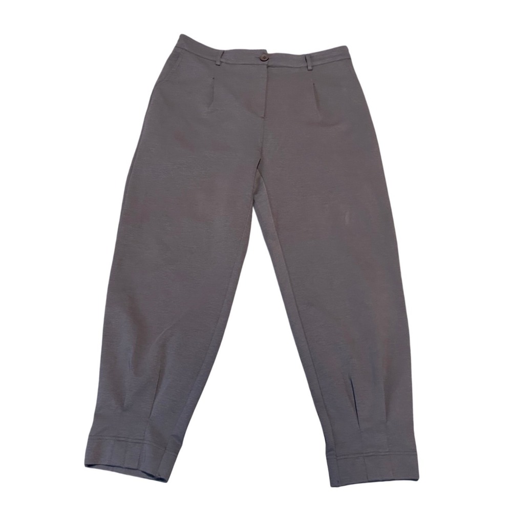 PrettyGarden Brown High Waisted Pleated Tapered Trousers Elastic Waist Size L